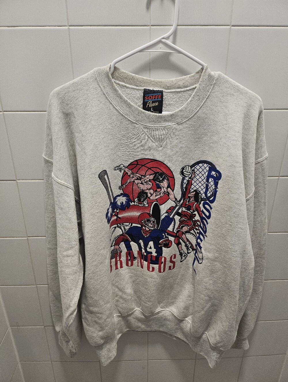 Soffe Light Gray Broncos Graphic Crewneck Sweatshirt